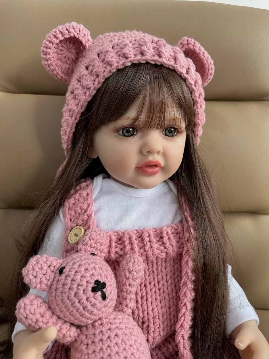 Princesa Manuela Boneca Reborn Corpo inteiro de Silicone Cabelo Longo