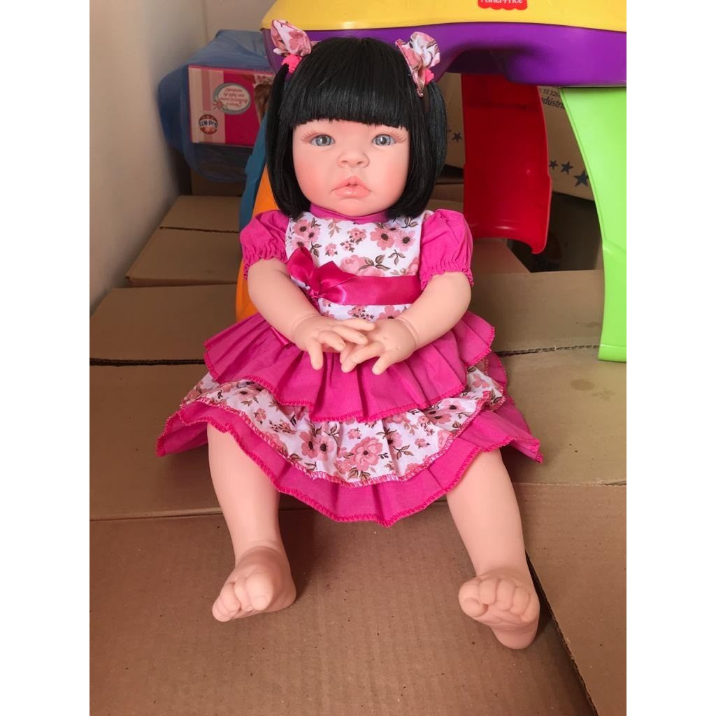 BONECA BEBE REBORN BABY KISS MORENA COM CHUPETA MAGNETICA