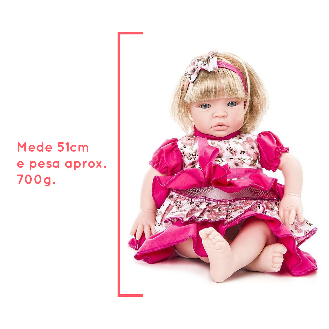 BONECA BEBÊ REBORN BARATA LOIRA LACINHOS DE CABELO | PREMIUM