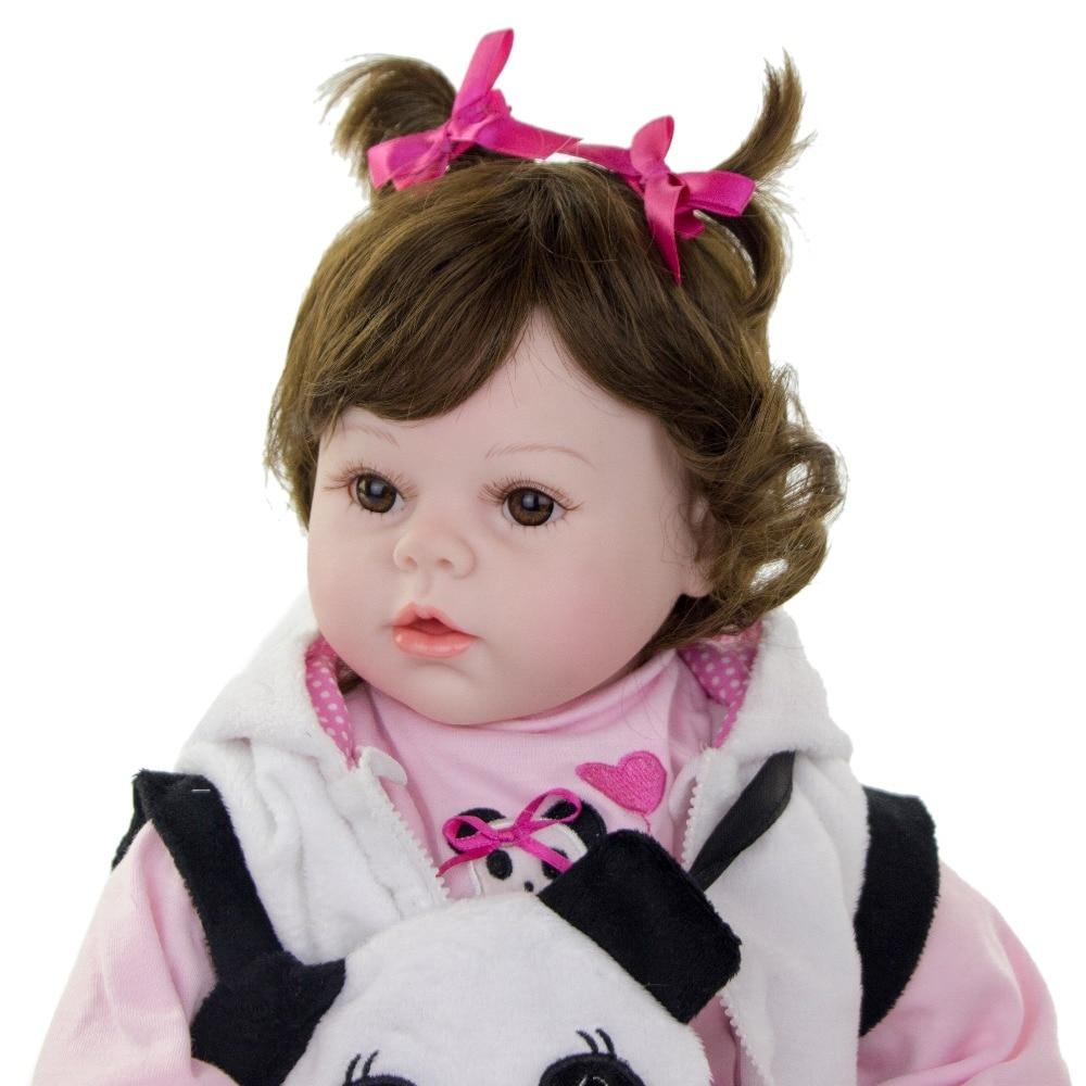 Bebe Reborn Júlia Linda de Silicone Vinil Macio + Ursinho de presente Roupas de Panda