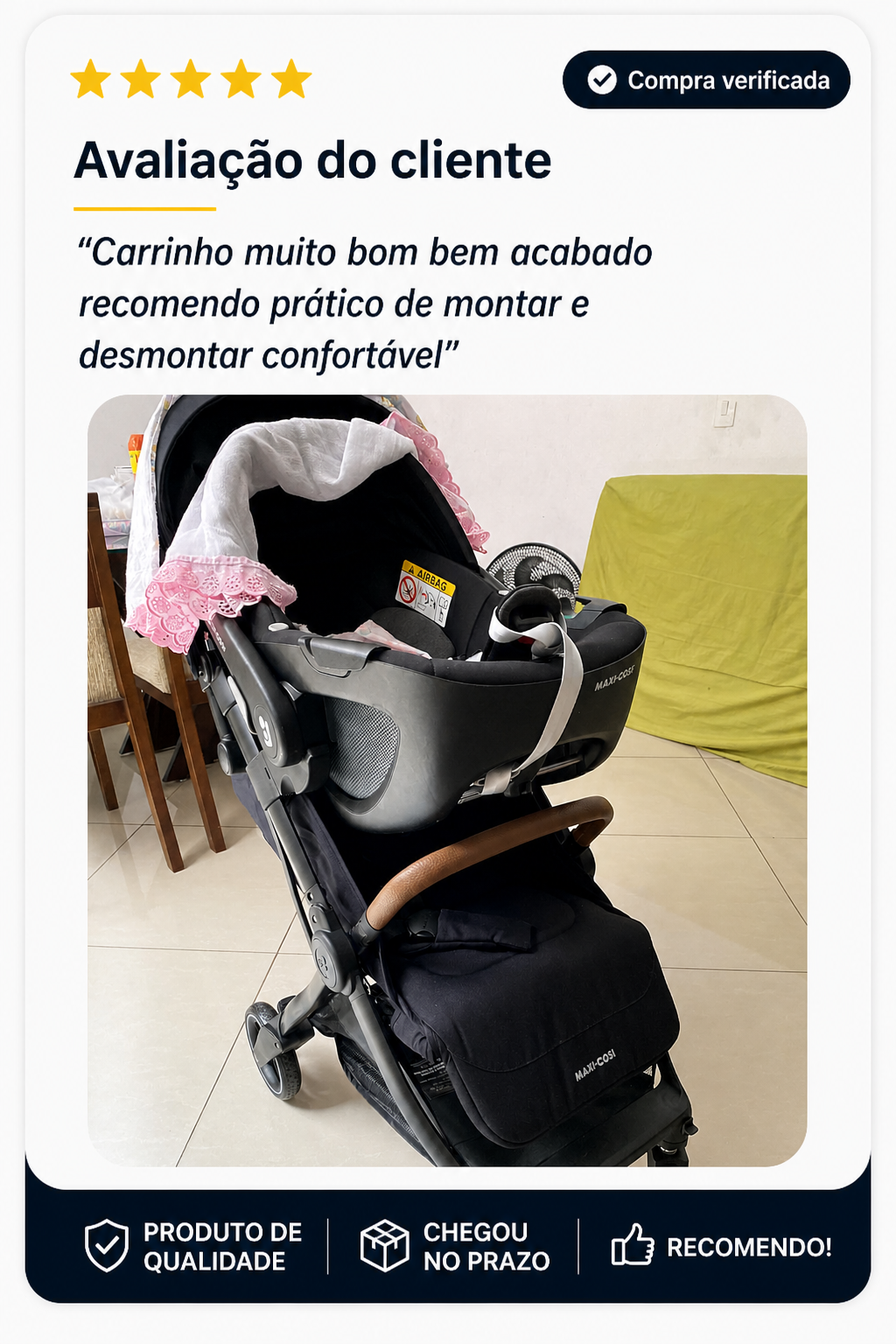 Carrinho de Bebê Maxi-Cosi Eva³ compacto + fechamento com uma mão