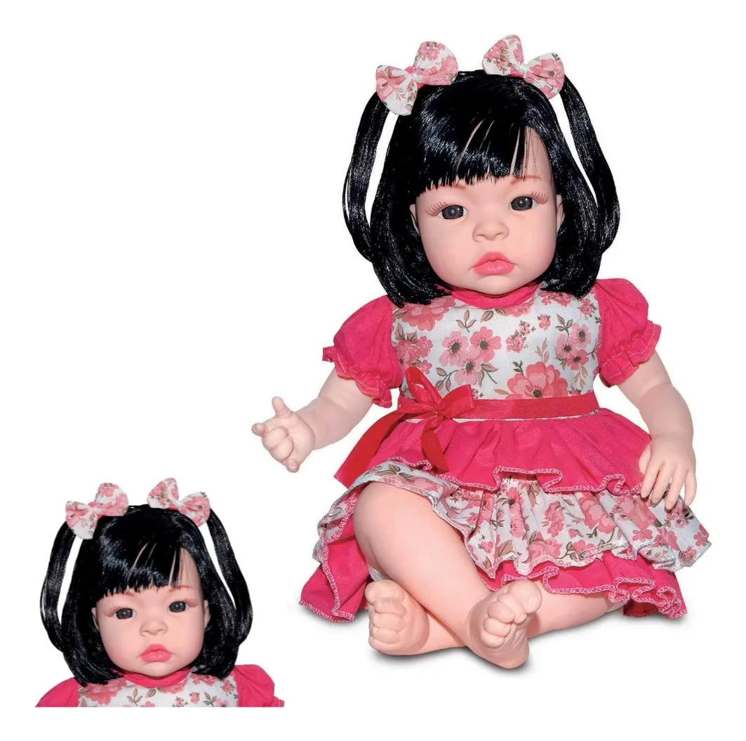 Boneca Baby Kiss Morena Sidnyl com Sons de Bebê – Tipo Reborn