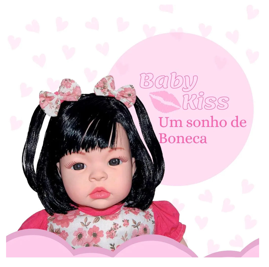Boneca Baby Kiss Morena Sidnyl com Sons de Bebê – Tipo Reborn