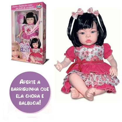 Boneca Baby Kiss Morena Sidnyl com Sons de Bebê – Tipo Reborn