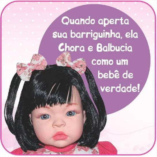 Boneca Baby Kiss Morena Sidnyl com Sons de Bebê – Tipo Reborn