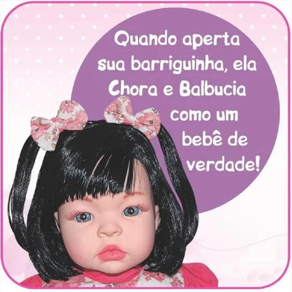 Boneca Baby Kiss Morena Sidnyl com Sons de Bebê – Tipo Reborn