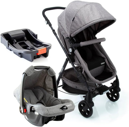 Carrinho de Bebê Cosco Travel System Poppy Duo Mescla – 0 a 15kg com Bebê Conforto