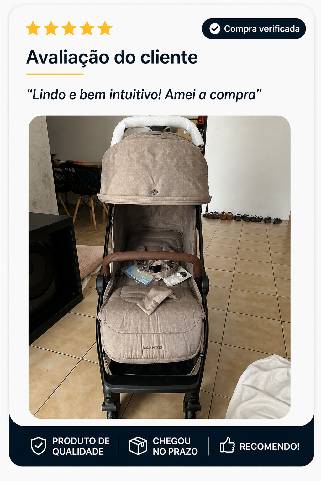 Carrinho de Bebê Maxi-Cosi Eva³ compacto + fechamento com uma mão