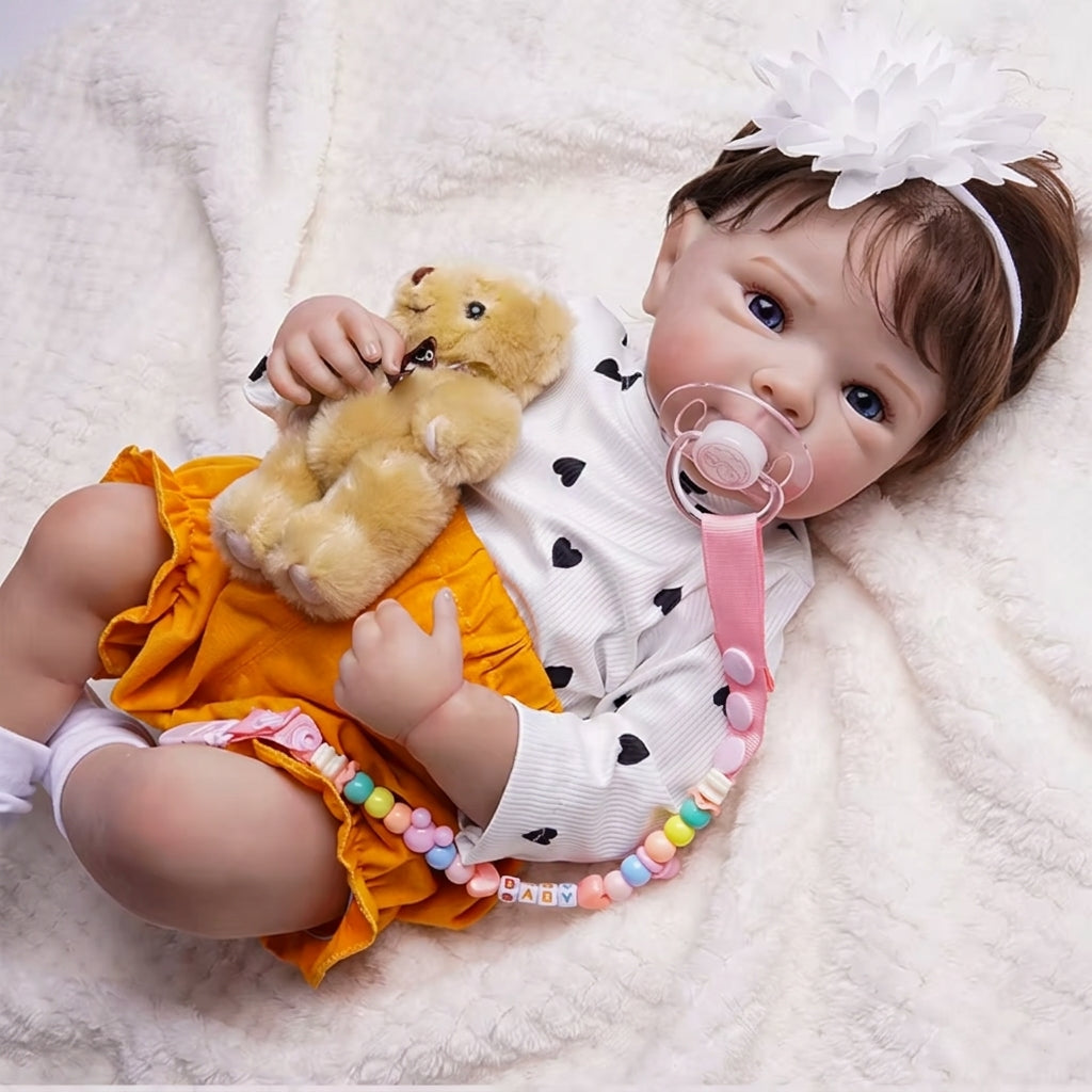 Boneca Bebê Reborn menina, Realista em Silicone – Pode dar Banho