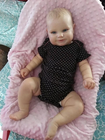 Bebê Reborn Elisa Realista de Recém-nascido corpo de pano e silicone vinil  pele realista