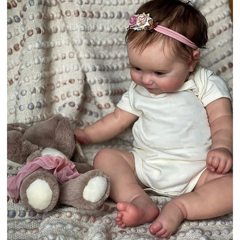 Bebê Reborn Helena Realista de Recém-nascido Silicone Vinil e corpo de Pano Pele 3D Veias Visíveis