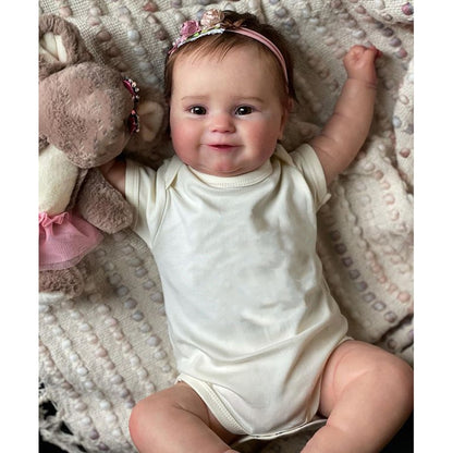 Bebê Reborn Helena Realista de Recém-nascido Silicone Vinil e corpo de Pano Pele 3D Veias Visíveis