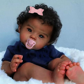 Bebê Reborn Menina Pele Negra - Amara, Silicone vinil realista recém-nascido