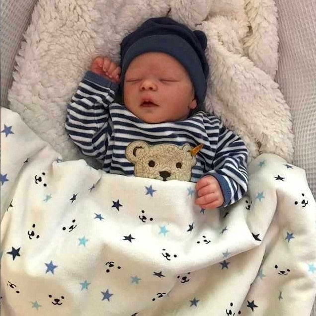 Bebê  Reborn Levi Realista Recém-nascido Silicone Vinil e corpo de Pano Pele 3D Premium