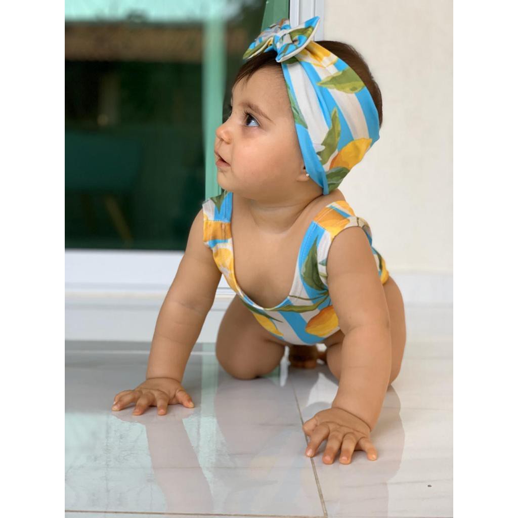 BODY COM TURBANTE INFANTIL BODY FEMININA BEBÊ SUPLEX