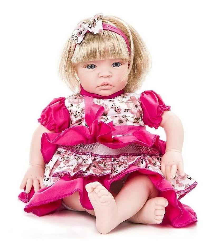 BONECA BEBÊ REBORN BARATA LOIRA LACINHOS DE CABELO | PREMIUM