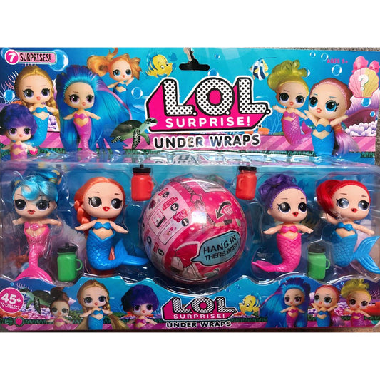 KIT 4 BONECAS LOL SURPRISE SEREIAS UNDER WRAPS ARTICULADO + BOLA GRANDE