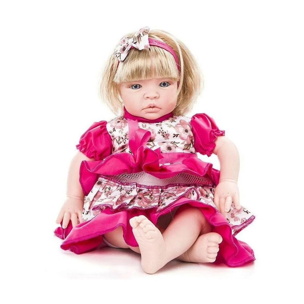 BONECA BEBÊ REBORN BARATA LOIRA LACINHOS DE CABELO | PREMIUM